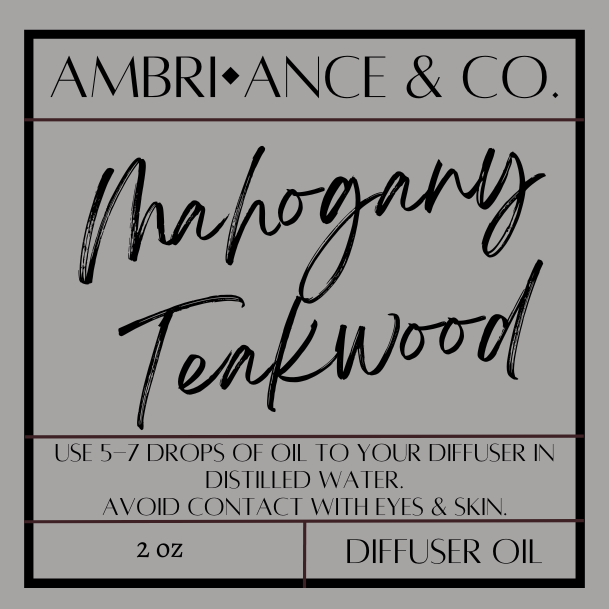 2oz Mahagony Teakwood Scented Diffuser Oil for Home Fragrance - Long-Lasting Scent- Phthalate-Free Fragrance- Home Decor Scent- Room Fragrance
