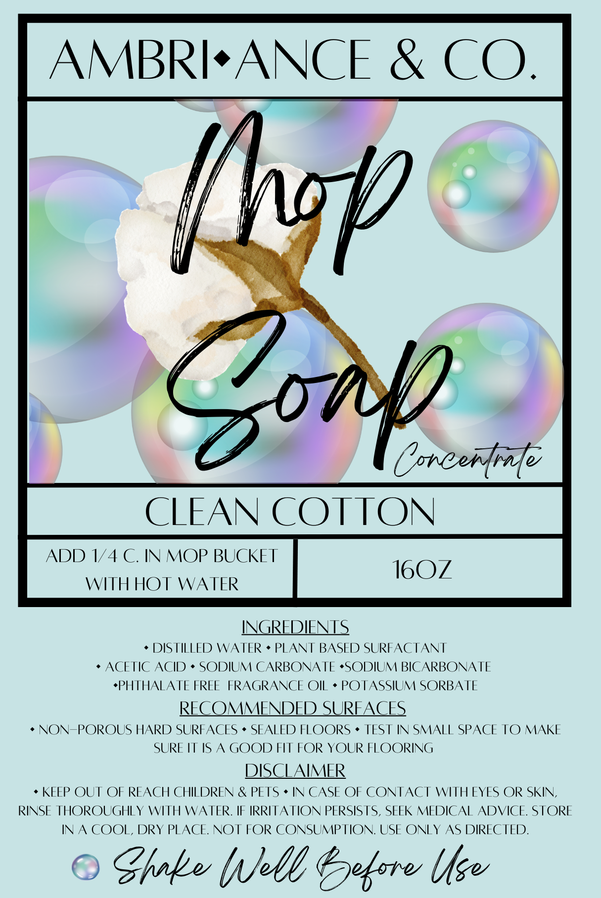 Clean Cotton • Mop Soap.