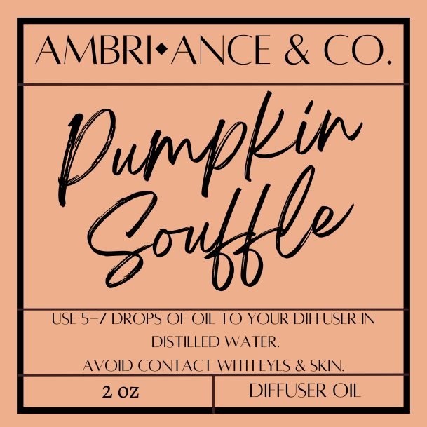 2oz Pumpkin Souffle Scented Diffuser Oil for Home Fragrance - Long-Lasting Scent- Phthalate-Free Fragrance- Home Decor Scent- Room Fragrance